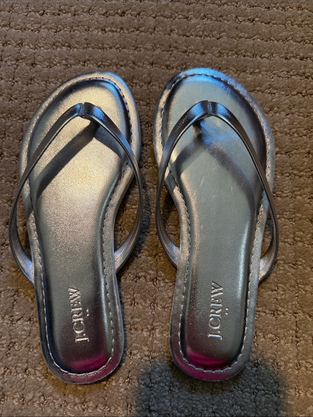 J. Crew Girls Metallic Thong Sandals